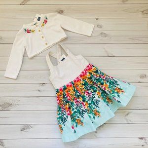NWT Janie and Jack MidSummer Garden Dress and Cardigan 12-18 Months